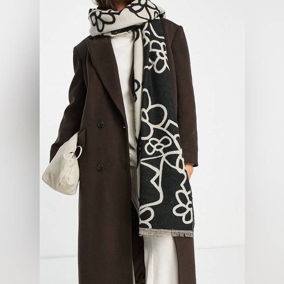 ASOS Accessories - ASOS design abstract linear flower jacquard scarf in multi